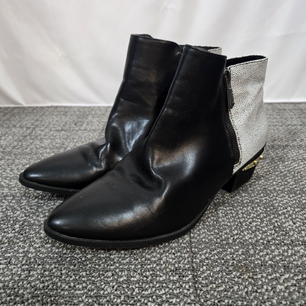 Circus by Sam Edelman Highland Ankle Boots Women's 10M Black White Studded Heel